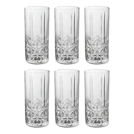 Set X6 Vasos Trago Largo 360 Ml De Vidrio Labrado | Tke Belice