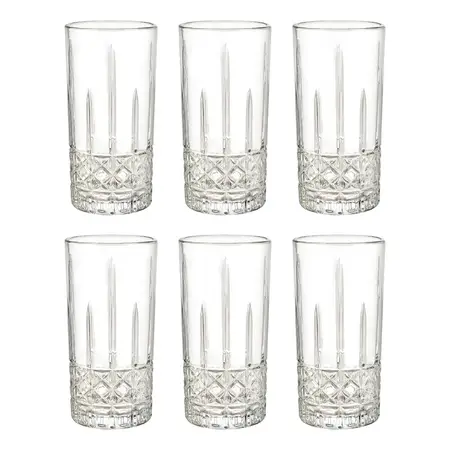 Set X6 Vasos Trago Largo 360 Ml De Vidrio Labrado | Tke Costa