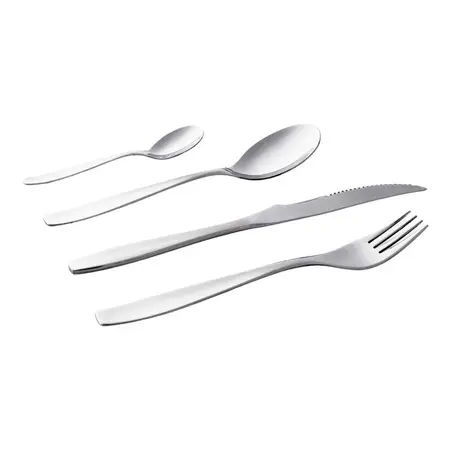 Set X 24 Cubiertos Cosmos Asado Lisos Nacionales Acero Inox Plateado