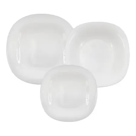 Set X 36 Platos Playo Hondo Postre Cuadrado Carine Luminarc Blanco