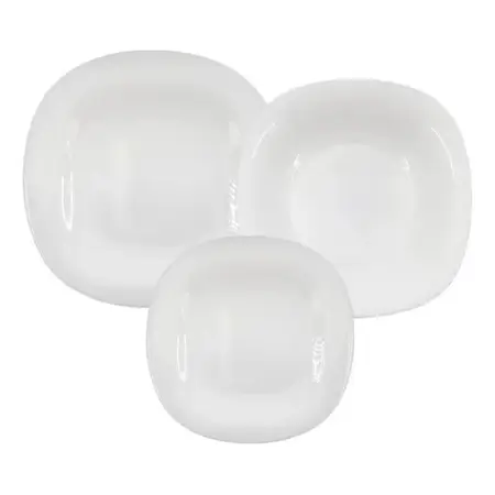Set X 36 Platos Playo Hondo Postre Cuadrado Carine Luminarc Blanco