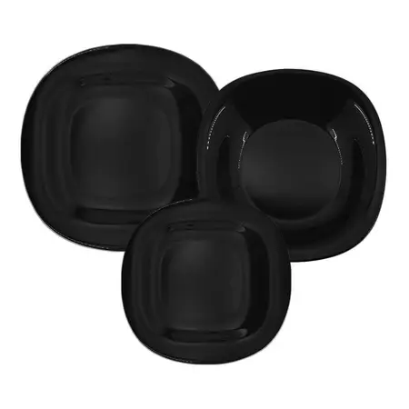 Set X 36 Platos Playo Hondo Postre Cuadrado Carine Luminarc Negro