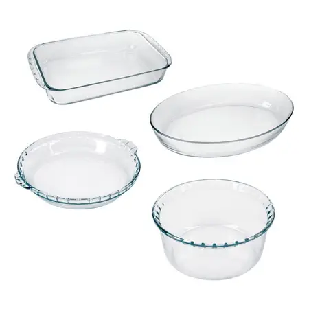 Set X 4 Marinex Asadera Fuente Tartera Molde Grande Vidrio No Aplica