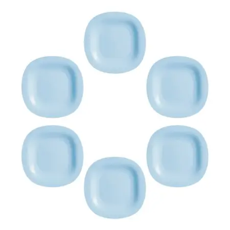 Set X 6 Plato Postre Carine Light Luminarc Vidrio Temp 19 Cm Celeste