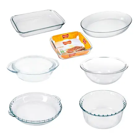 Set X 7 Marinex Fuentes Molde Cacerola Bowl Vidrio Templado - No Aplica
