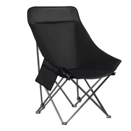 Silla De Camping Portátil Con Respaldo Bolsillo 120 Kg | Cr Negro