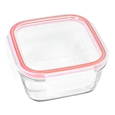 Taper De Vidrio Con Tapa Nadir Pote Cierre Hermético 500ml Color Rojo