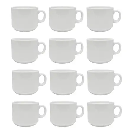 Taza De Té 180 Ml Tsuji Linea Recta 450 Porcelana X12 Unid Blanco Taza De Té