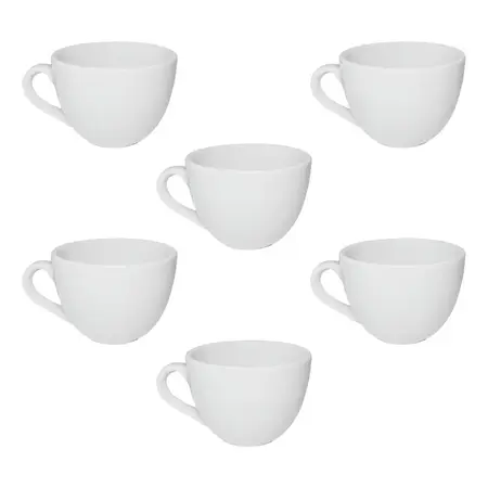 Taza De Té 180ml Linea 1900 Tsuji Porcelana Blanca X6 Uni. Blanco