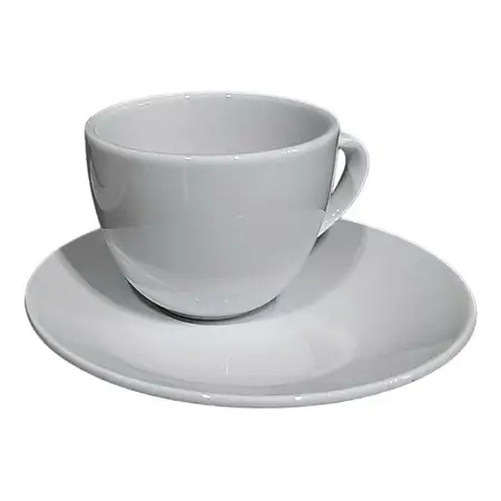 Taza Desayuno 245ml + Plato Tsuji Porcelana Linea 1900 X2 Pz 3blanco