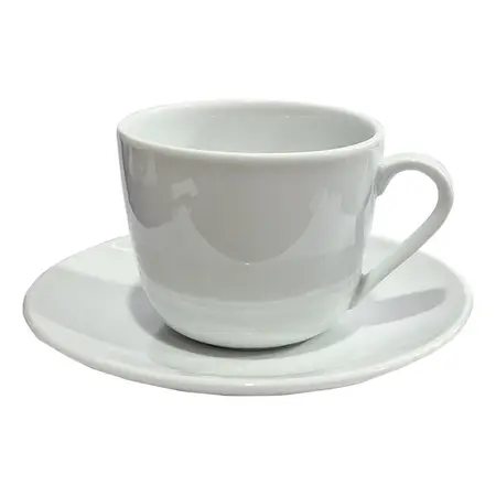 Taza Desayuno 250ml + Plato Tsuji Porcelana Linea 2100 X2 Pz Blanco Combo Tsuji 2100 Desayuno