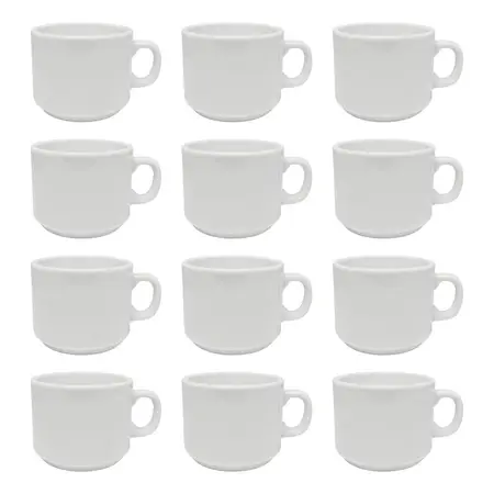 Taza Desayuno 250ml Tsuji Linea Recta 450 Porcelana X12 Uni. 450 Blanco
