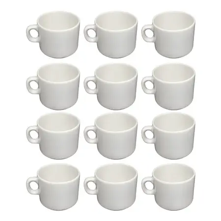 Taza Desayuno Porcelana Blanca 220 Ml Set 12 Unid. Blanco Desayuno