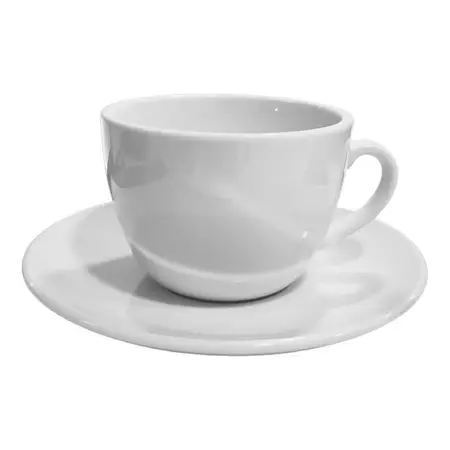 Taza Jarro Mug 365ml + Plato Tsuji Porcelana Linea 1900 X2pz Blanco 1900
