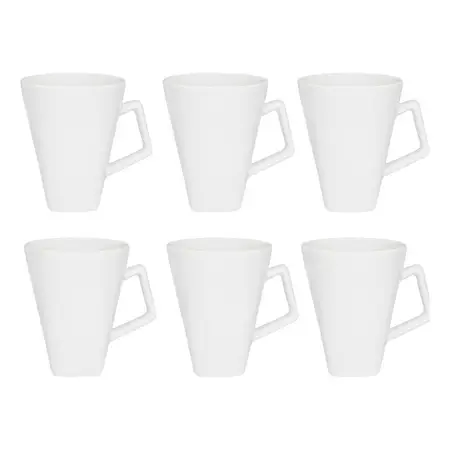 Taza Jarro Mug Quartier Cerámica 350ml Cuadrado X 6 Unidades Blanco