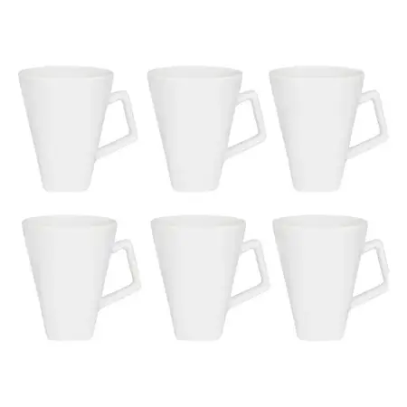 Taza Jarro Mug Quartier Cerámica 350ml Cuadrado X 6 Unidades Blanco