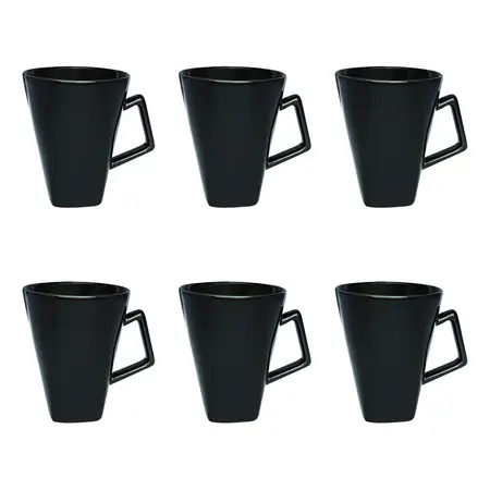 Taza Jarro Mug Quartier Cerámica 350ml Cuadrado X 6 Unidades Color Negro