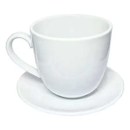 Taza Mug 500ml + Plato Tsuji Porcelana Linea 2100 X 2 Piezas Blanco Combo Tsuji 2100 Mug
