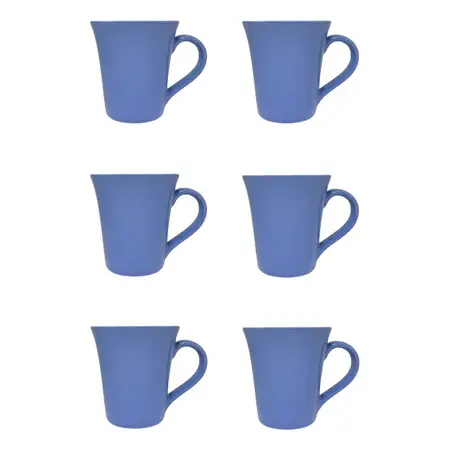 Taza Tulipa 330cc Cerámica Biona Bicolor Apto Microondas X 6 Celeste/amarillo