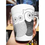 Tazas Jarro Mug Diseños 360ml Porcelana Microondas X1 Uni. Lechuza BYN