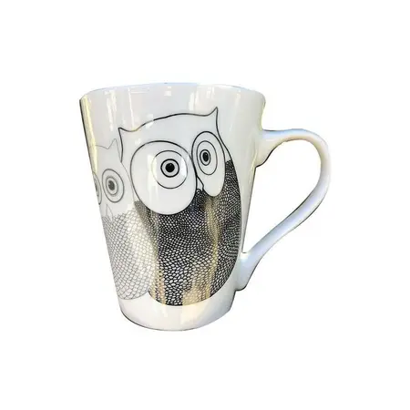 Tazas Jarro Mug Diseños 360ml Porcelana Microondas X1 Uni. Lechuza BYN