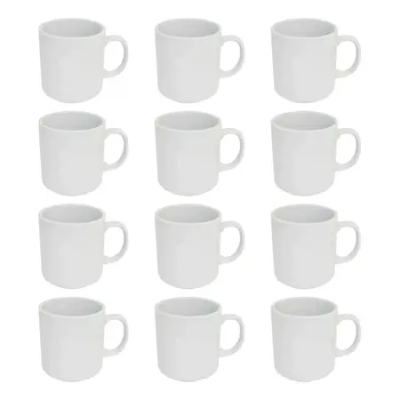 Tazas Mug Jarro Tsuji 360ml Linea 450 Recta Porcelana X12 Un Blanco