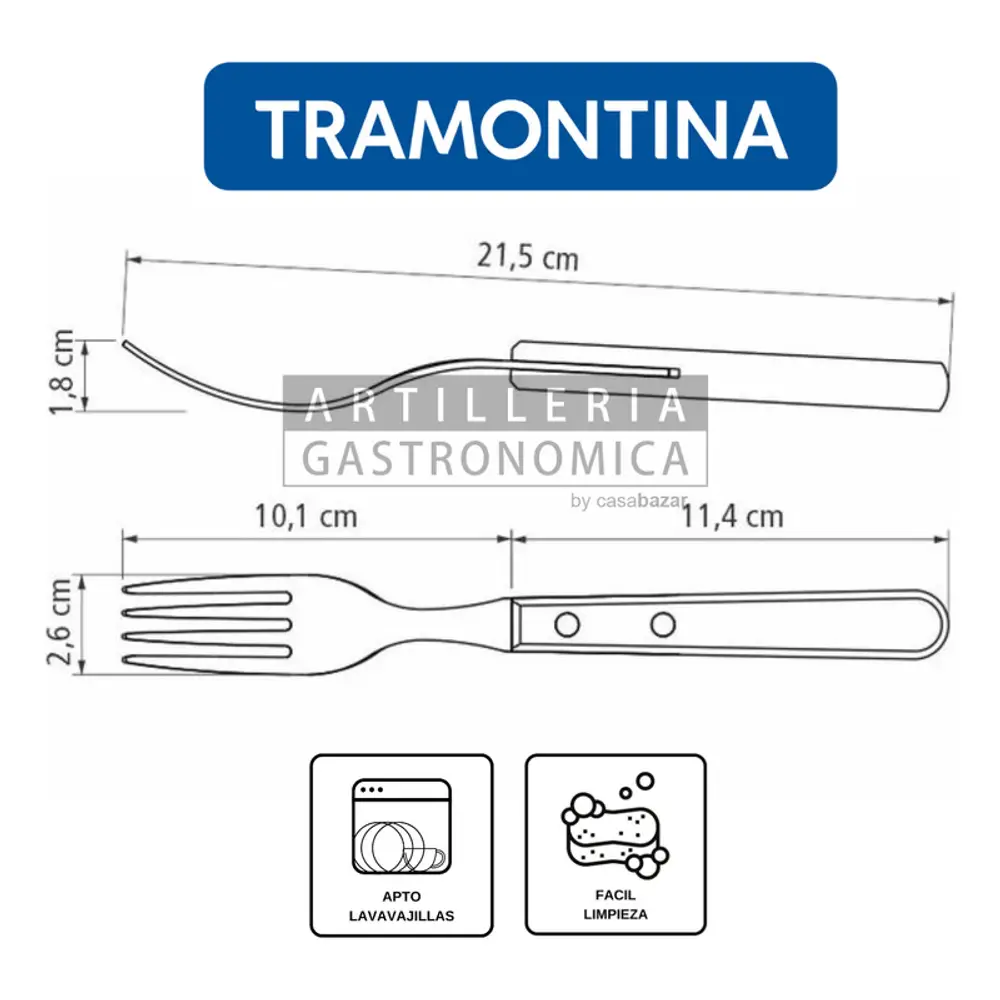 Tenedor Jumbo Largo 21cm Polywood Tramontina 1 Unidad Oferta