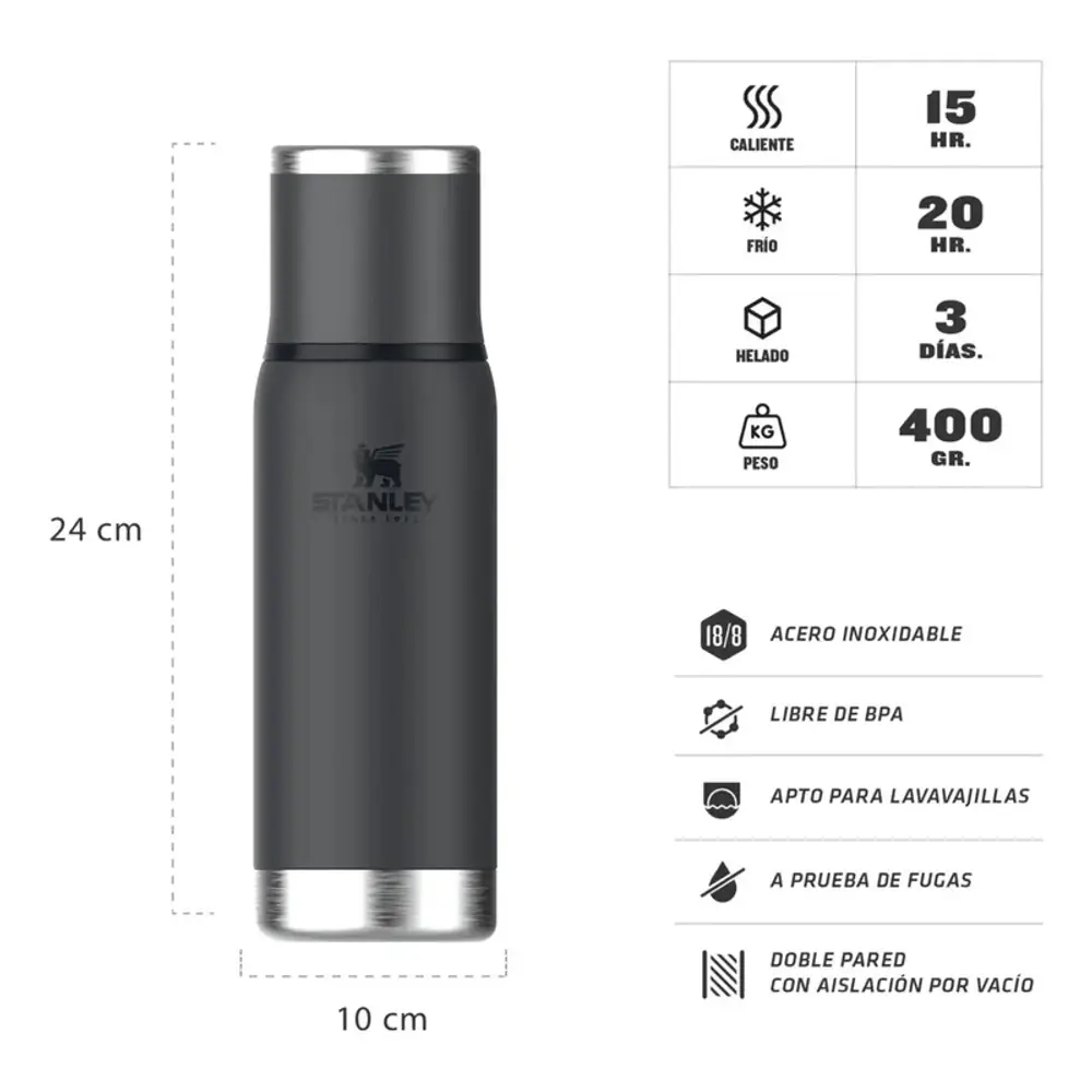 Termo Stanley Adventure To-go 500 Ml Tapon Cebador Negro 2.0