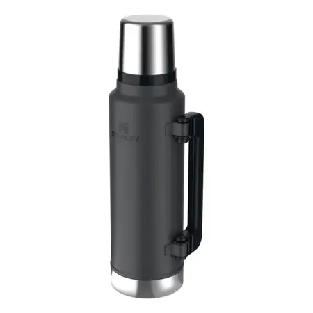 Termo Stanley Clásico Original 1.4ml C/ Tapón Cebador Y Tapa Negro 2.0