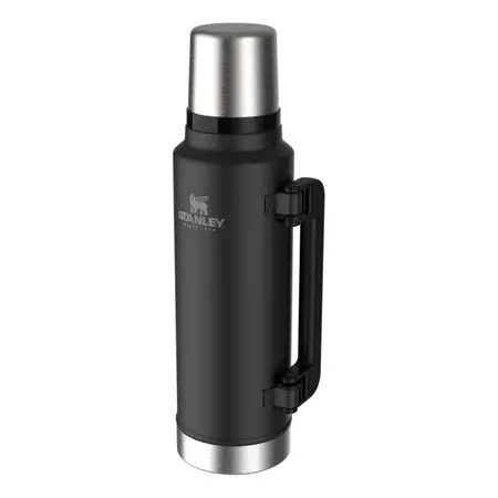 Termo Stanley Clásico Original 1.4ml C/ Tapón Cebador Y Tapa Negro
