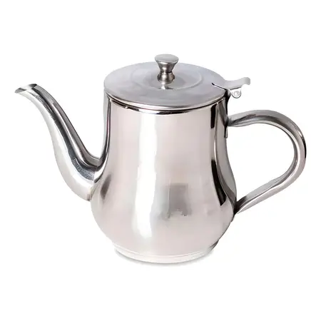 Tetera Alcuza Con Filtro Acero Inoxidable 960 Ml Color Plateado