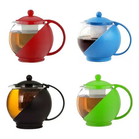 Tetera Con Infusor Capacidad 750 Ml Vidrio Plástico Colores Color Al Azar