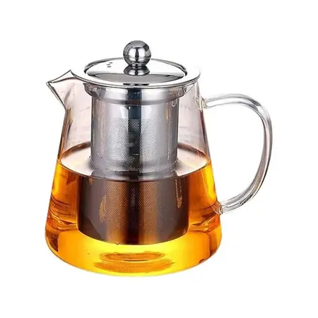 Tetera Crystal Rock 750ml Vidrio Con Infusor Acero Inoxidable Único