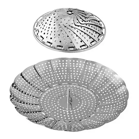 Vaporera Flor Colador Verduras Acero Inoxidable Universal - Plateado