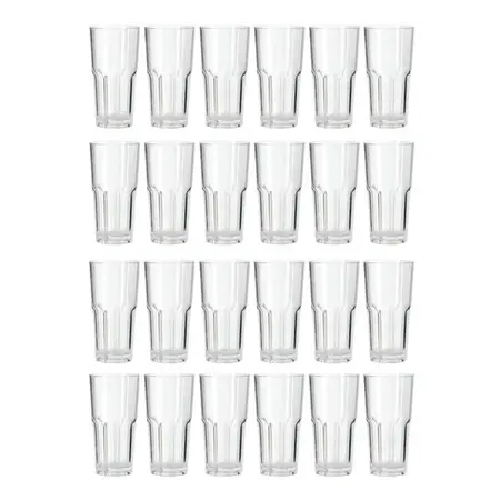 Vaso Acrílico Facetado Trago Largo 375ml Transparente Transparente