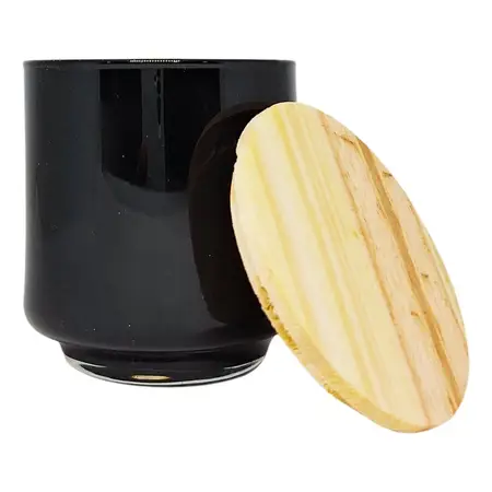 Vaso Alegro Envase Para Vela Con Tapa De Madera Modelo Color