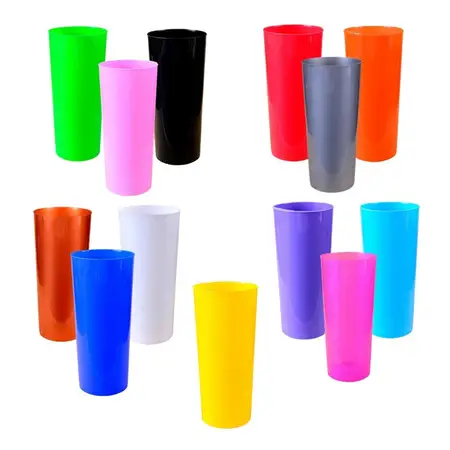 Vaso Colores Descartable Flexible Trago Largo Pp X 10 Uni Gris Metalizado