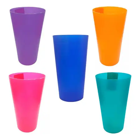 Vaso De Plástico Colores Fiesta Trago Largo 580 Ml X 1 Unid Al Azar