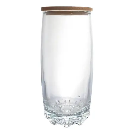 Vaso De Vidrio Para Difusor Velas + Tapa De Madera X2 Pzs. Transparente