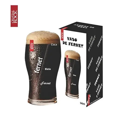 Vaso Fernet Crystal Rock Pinta Decorado Fernerometro 540ml Color Transparente