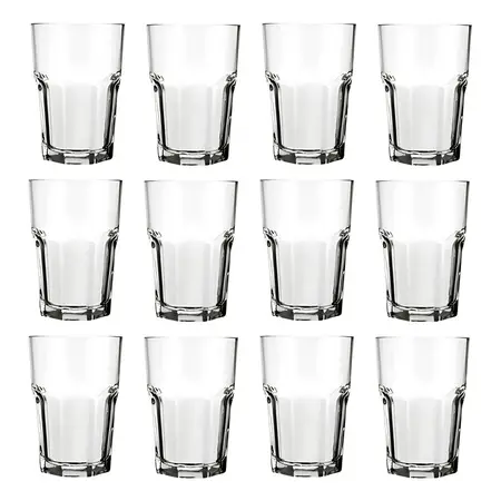 Vaso Vidrio Bristol 2711 Nadir Facetado 410 Ml X 12 Un. Cuo Color Transparente
