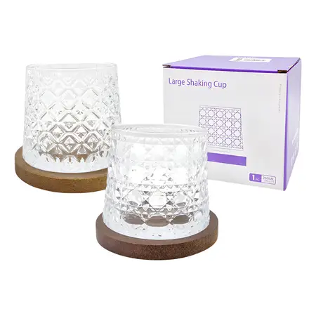 Vaso Whisky 260 Ml Vidrio Labrado Con Base Madera | Transparente