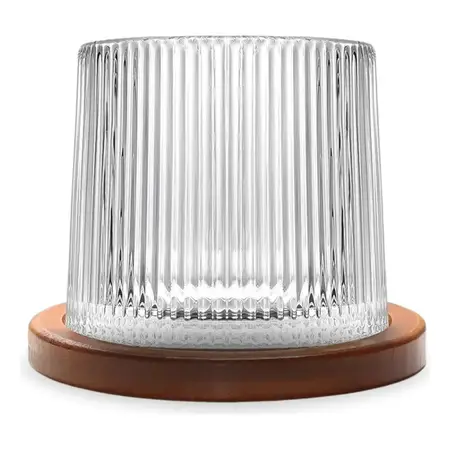 Vaso Whisky 260 Ml Vidrio Labrado Con Base Madera | Transparente