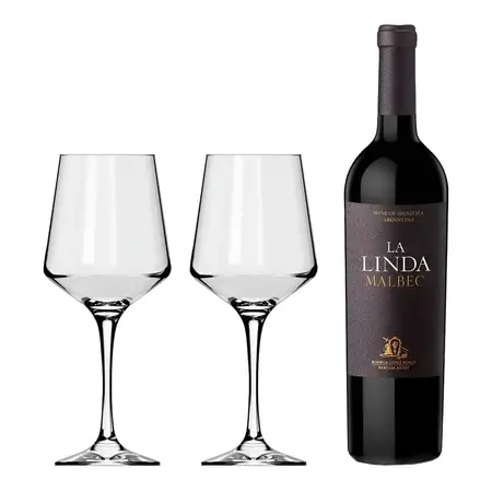 Vino La Linda Malbec 750ml + 2 Copas Brunello 490ml