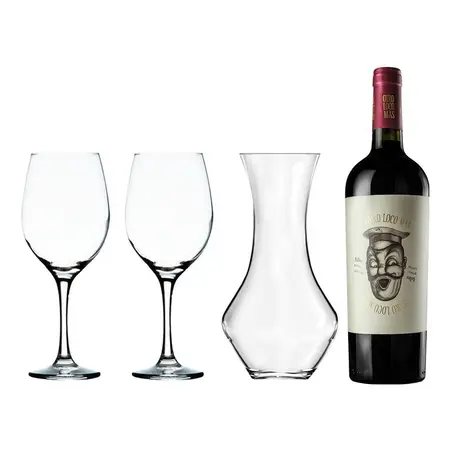 Vino Otro Loco Mas + 2 Copas Barone 490ml + Decantador