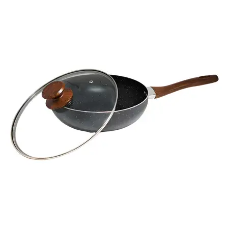 Wok 26cm 3,2 L Antiadherente Granito Inducción Cool Bazar Color Negro