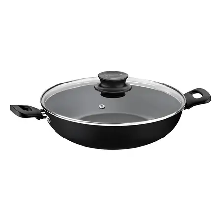 Wok Antiadherente Tramontina Formia Desing Collection De 28 Cm, Color Negro