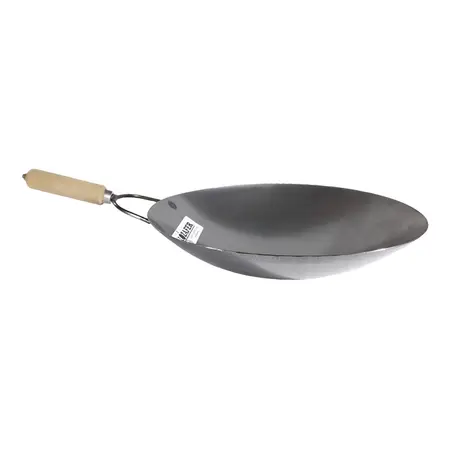 Wok Chapa Reforzada Lozafer 36 Cm Con Mango Madera Cocina Color Gris