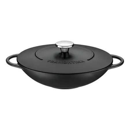 Wok De Hierro Teflon Antiadherente 32cm 5l Trento Tramontina Color Negro