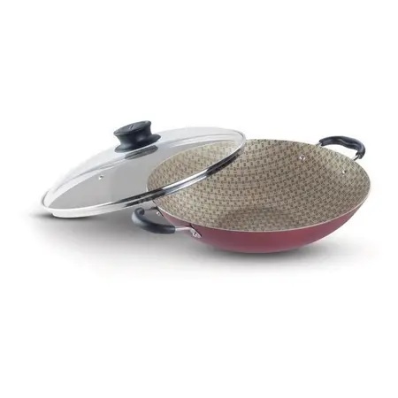 Wok Paris Con Tapa De Vidrio 36 Cm Acero Inoxi Tramontina Cereza